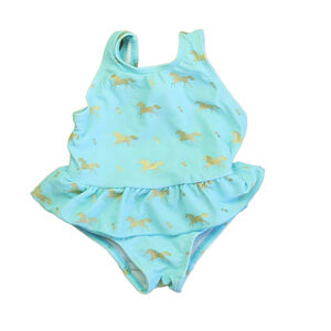 Snapperrock Girls Blue Unicorns 1-piece Swimsuit size: 3-6 Months